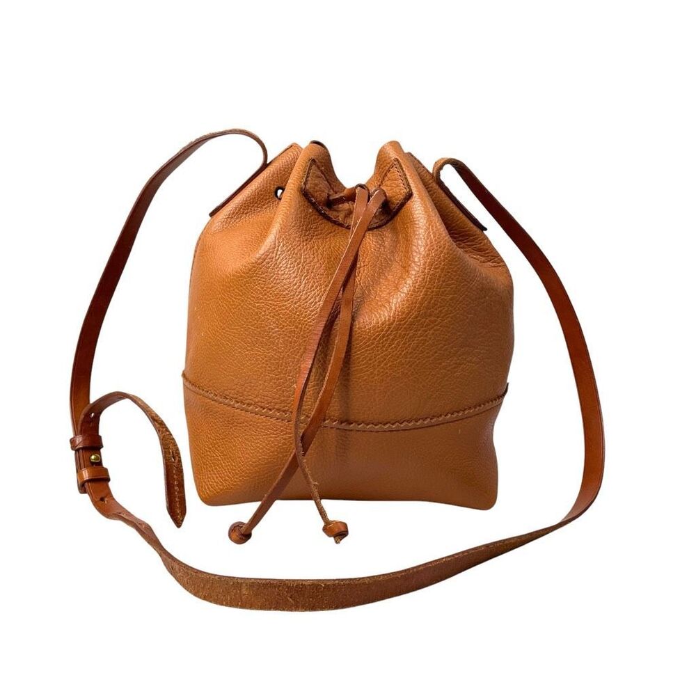 NEWโ J. CREW leather downing bucket bag Cognac brown